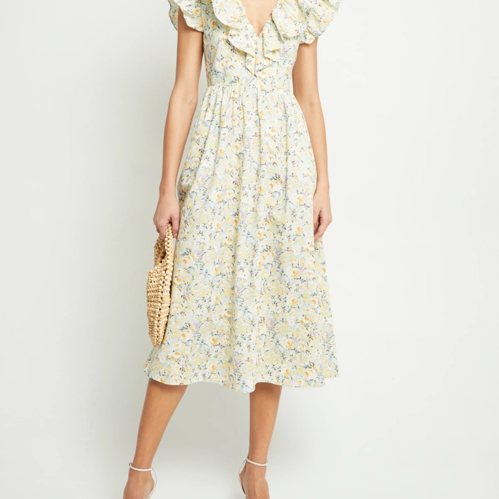 Cream Flutter Sleeve Sundress for Wedding Guests